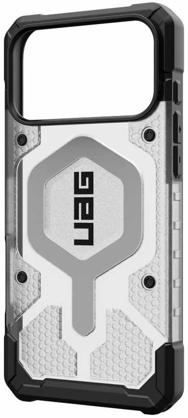 Dėklas „Urban Armor Gear“ „UAG Pathfinder Clear Magsafe“, „Ice“ / „Sidabrinis“ – „iPhone 17 Pro Max“