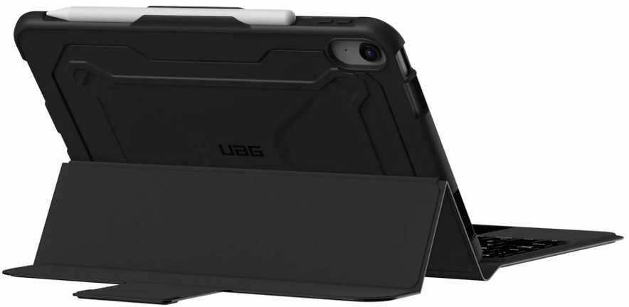 Urban Armor Gear 4Kom UAG klaviatūros dėklas su integruotu jutikliniu skydeliu, skirtas „iPad 10.9“ ir „11“ – karinio lygio apsauga ir atspari išsiliejimui klaviatūra – juodas