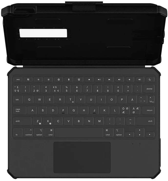 Urban Armor Gear Rugged USB-C Keyboard iPad 11" (A16)(11th Gen, 2025) Folio Case, QWERTY, Nordic, Touchpad, Apple, iPad 11" (A16)(11th Gen, 2025), Juodas