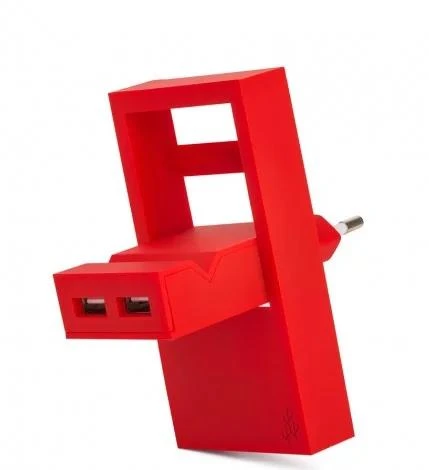 Usbepower Rock dvigubas USB-A įkroviklis - Raudona