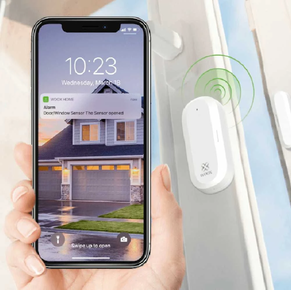 Išmanusis ZigBee TUYA bevielis patalpos durų - langų magnetinis kontaktas, WOOX