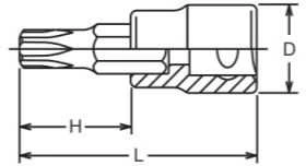 1/2" rankinis lizdas su Torx TX25/60 mm antgaliu, Koken [4025-60 T25]