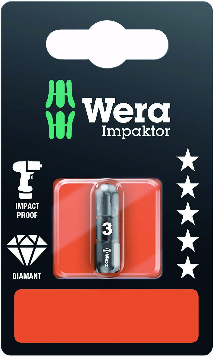Antgalis Wera Impactor 855/1 IMP DC , 1 x PZ3 x 25 mm, blisteryje