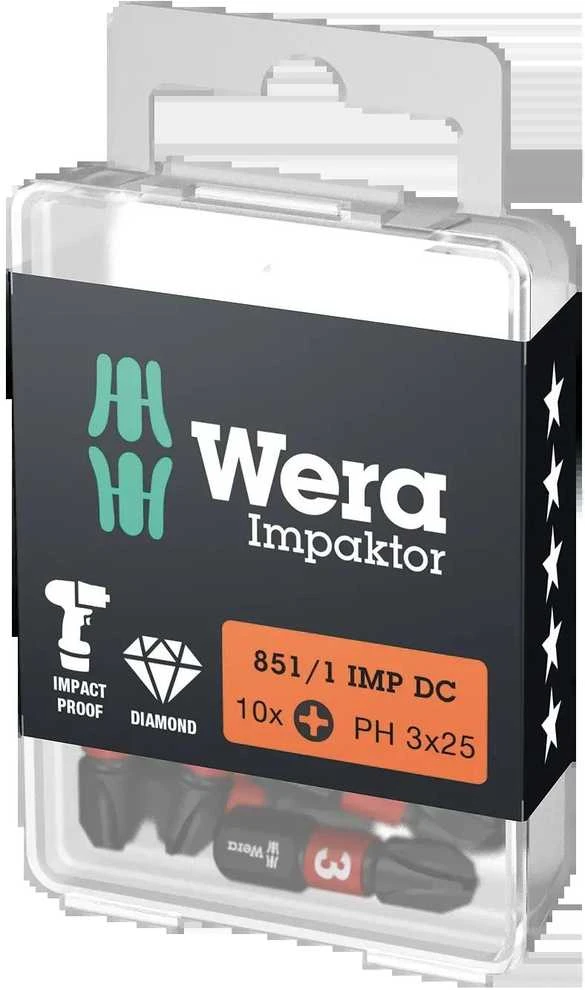 Atsuktuvo antgalis WERA 851/1 IMP DC PH3 25mm, 10vnt.