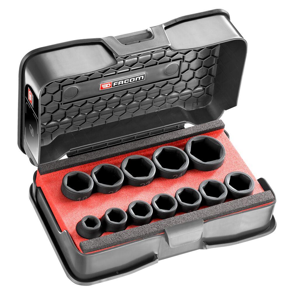 rinkinys 12vnt trumpi smūginiai lizdai 1/2", 6 taškų, 10-27 mm, Facom [NSS.J12PB]