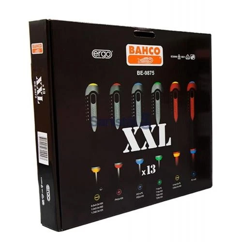 Bahco XXL Atsuktuvų rinkinys ERGO™ 13 vnt - SL2,5/3,5; PH1 1000V VDE; SL4,0/5,5/6,5; PH2; PZ1/2; T10/15/20/25