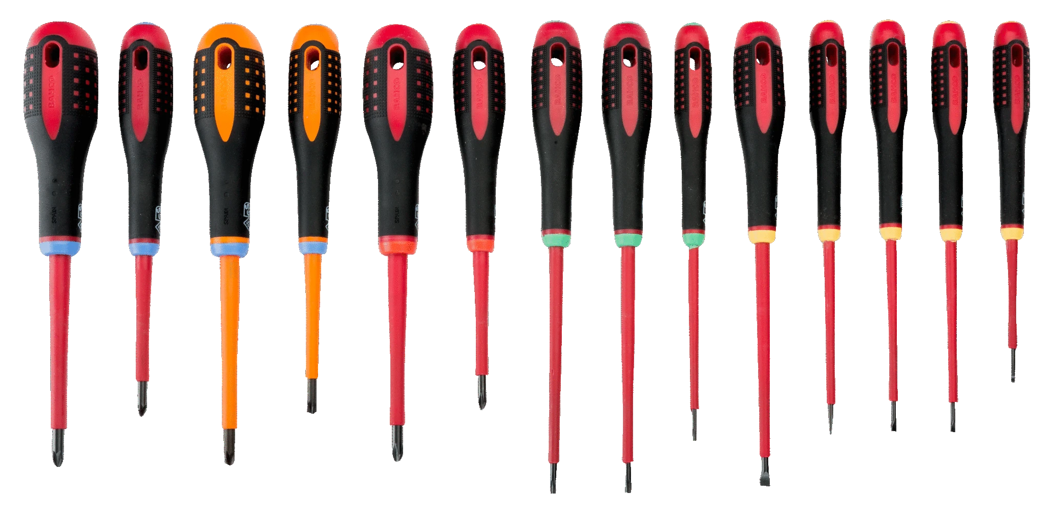 Bahco XXL Izoliuotų atsuktuvų rinkinys ERGO™ 14 vnt - SL2,5/3,0/3,5/4,0/5,5; PH1/2; PZ1/2; T10/15/20; Combi SL5/PZ1, SL6/PZ2 - 1000V VDE