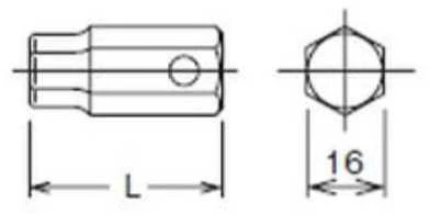 Šešiakampis atsuktuvo antgalis KOKEN 107-16 17 mm