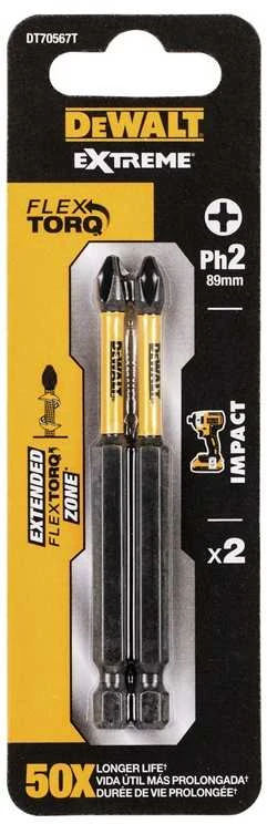 Smūginiai antgaliai PH2 89mm 2vnt. DeWalt DT70567T