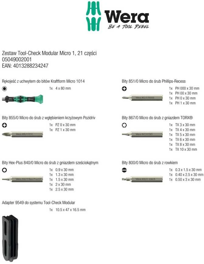 Wera Tool-Check Modular Micro 1, 21 vnt.
