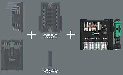 Grąžtas Galvučių su antgaliais rinkinys Wera Modular Imperial 1 WE05049001001; 21 vnt.