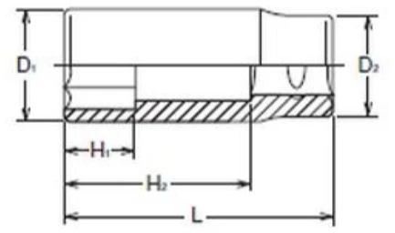 3/4" šešiakampis rankinis lizdas, išplėstas veržlėms ir varžtams, 22 mm, Koken [6300M 22]