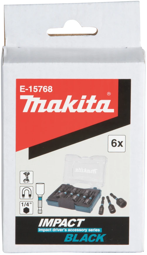 Makita IMPACT Juodas komplektas 6vnt. 1/4"(6, 7, 8, 9, 10, 12 ja 13 mm) E-15768