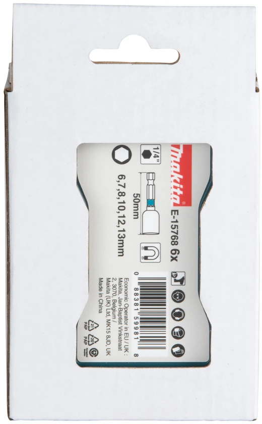 Makita IMPACT Juodas komplektas 6vnt. 1/4"(6, 7, 8, 9, 10, 12 ja 13 mm) E-15768