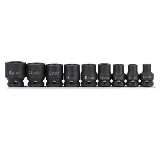 Šešiakampių smūginių galvučių rinkinys 9 vnt 1/2" 10-24mm ant bėgelio Irimo