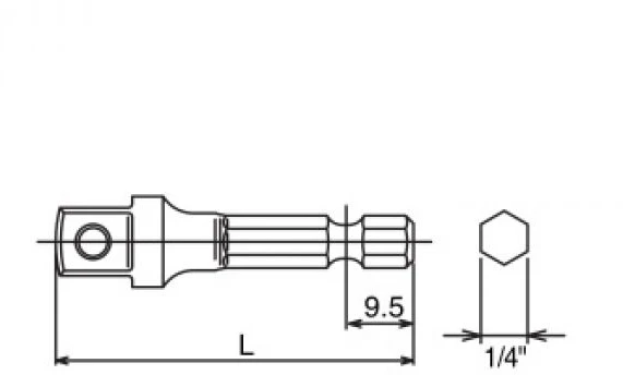 adapter do nasadek, udarowy su sześciokąta 1/4'' na kwadrat 1/4'', 100 mm,KOKEN [110-100B]