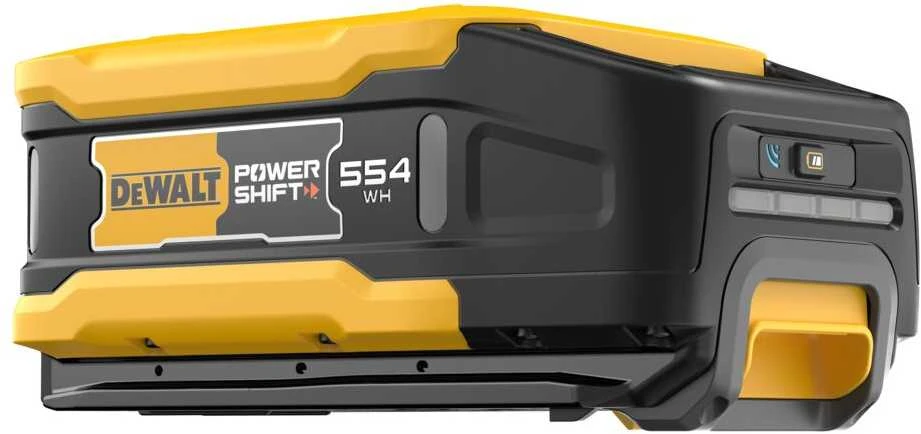 DeWalt PowerShift 554 Wh akumuliatorius, kampinis vaizdas