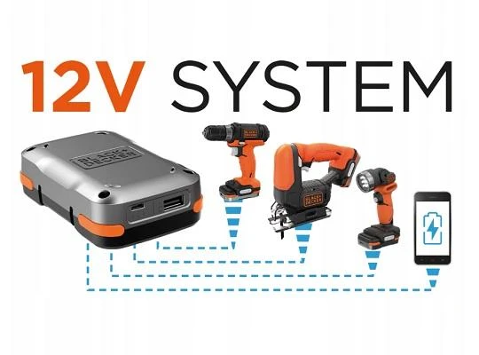 Black & Decker 12V akumuliatoriaus suderinamumo sistema
