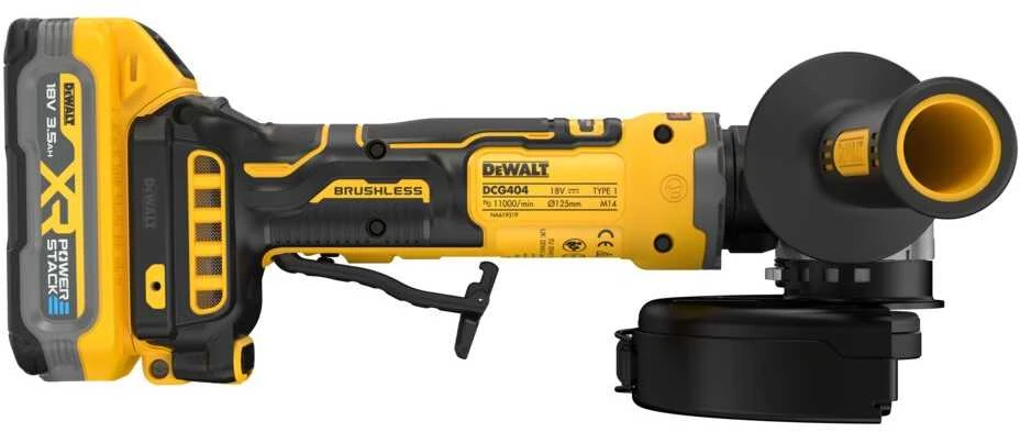 DEWALT KAMPINIS ŠLIFUOKLIS 125mm 18V DCG404S2T 2×3,5Ah BL