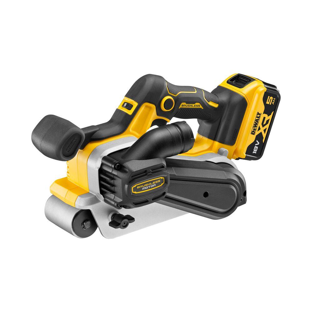 Juostinis šlifuoklis DeWalt DCW220P2-QW; 18 V; 2x5,0 Ah akum.