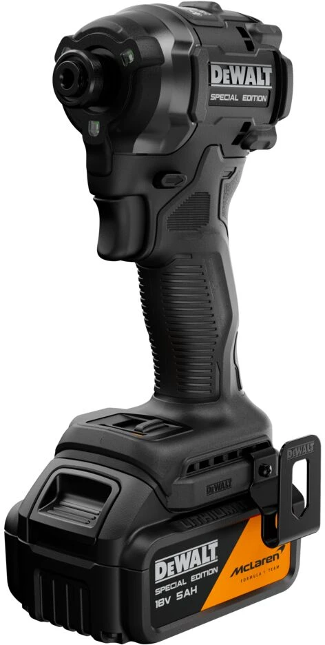 Grąžtas Smūginis 1/4" akumuliatorinis smūginis suktuvas, 206 Nm, 5.0 Ah, 18 V XR, DEWALT [DCF86MP1T-QW] MCLAREN leidimas