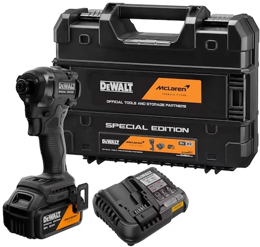 Grąžtas Smūginis 1/4" akumuliatorinis smūginis suktuvas, 206 Nm, 5.0 Ah, 18 V XR, DEWALT [DCF86MP1T-QW] MCLAREN leidimas