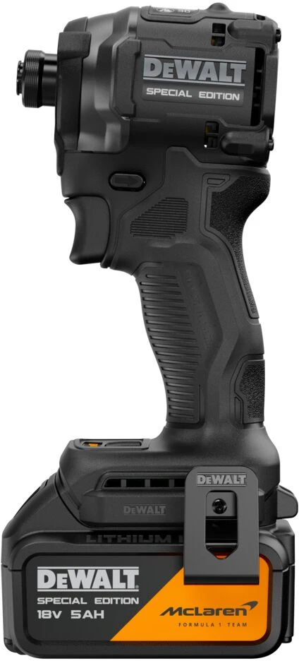 Grąžtas Smūginis 1/4" akumuliatorinis smūginis suktuvas, 206 Nm, 5.0 Ah, 18 V XR, DEWALT [DCF86MP1T-QW] MCLAREN leidimas