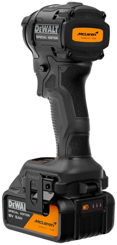 Grąžtas Smūginis 1/4" akumuliatorinis smūginis suktuvas, 206 Nm, 5.0 Ah, 18 V XR, DEWALT [DCF86MP1T-QW] MCLAREN leidimas
