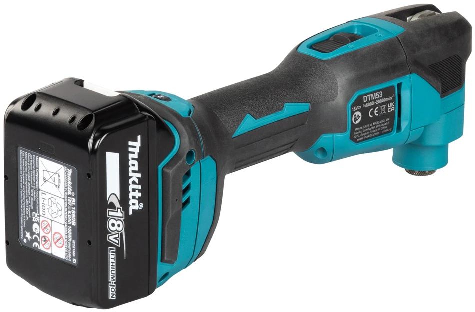Makita DTM53Z Akumuliatorinis universalus švytuoklinis įrankis 18V, BL-motor, 6000-20000 judesiai per min, amplitudė 3,2°; toolless, Be akumuliatorių ir kroviklio!