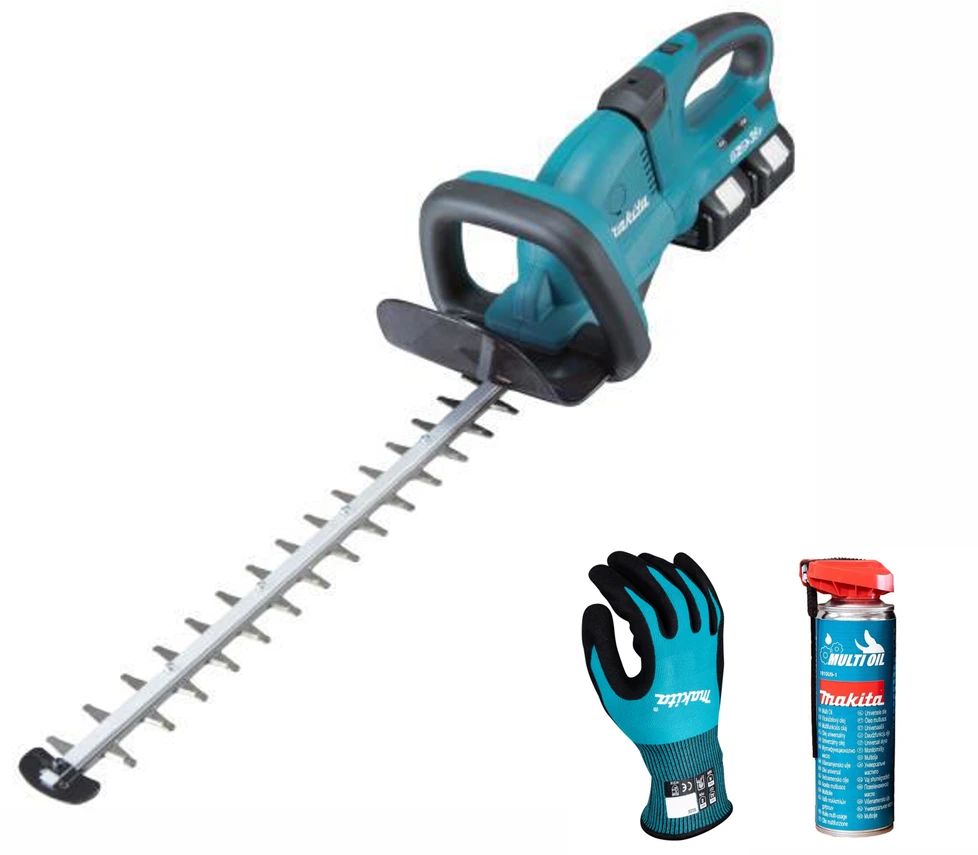 Akumuliatorinės gyvatvorių žirklės, 18 V, 2 x 5,0 Ah, 55 cm, Makita [DUH551PT2] + nemokamos pirštinės ir alyva