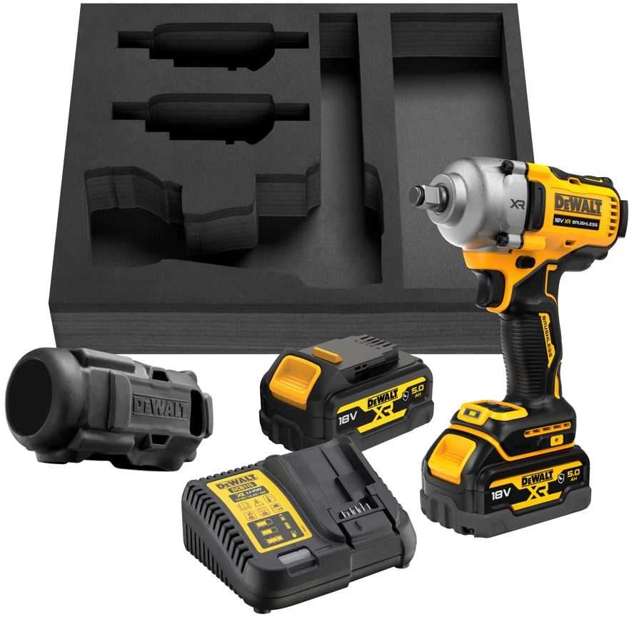 DEWALT Smūginis veržliasukis 1/2" 18V 812Nm 2x5,0Ah 4-BIEGI PIERŚCIEŃ ZABEZPIECZAJĄCY DCF891P2G