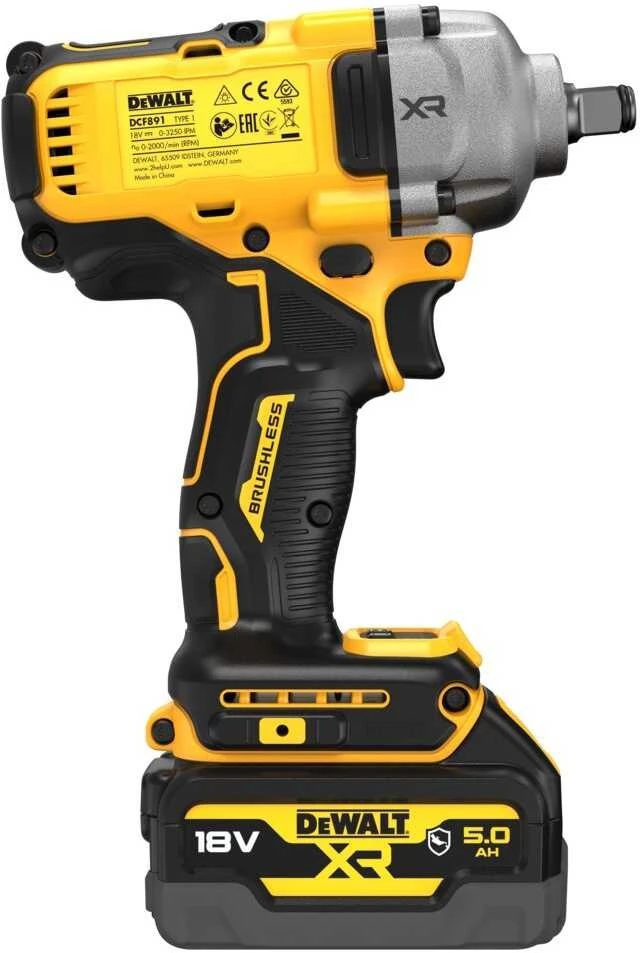 DEWALT Smūginis veržliasukis 1/2" 18V 812Nm 2x5,0Ah 4-BIEGI PIERŚCIEŃ ZABEZPIECZAJĄCY DCF891P2G