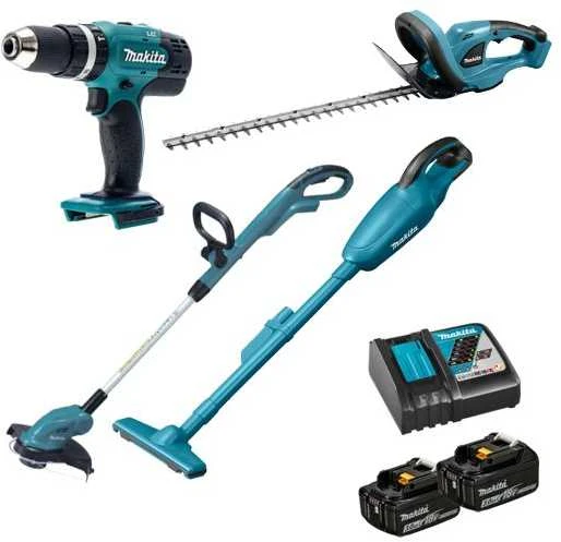 Įrankių rinkinys Makita DLX4093 (DUH523 + DUR181Z + DHP453Z + DCL180Z); 18 V; 2x3,0 Ah akum.