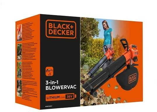 Black & Decker Juodas & Decker Akumuliatorinis lapų siurblys-pūstuvas Juodas & Decker BCBLV3625L1-QW; 36 V; 1x2,5 Ah akum.