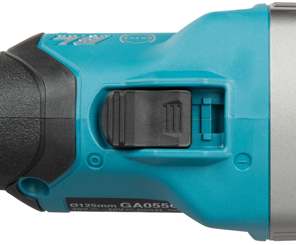 Makita akumuliatorinis XGT® kampinis šlifuoklis su plokščiu reduktoriaus korpusu (GA055GZ01)