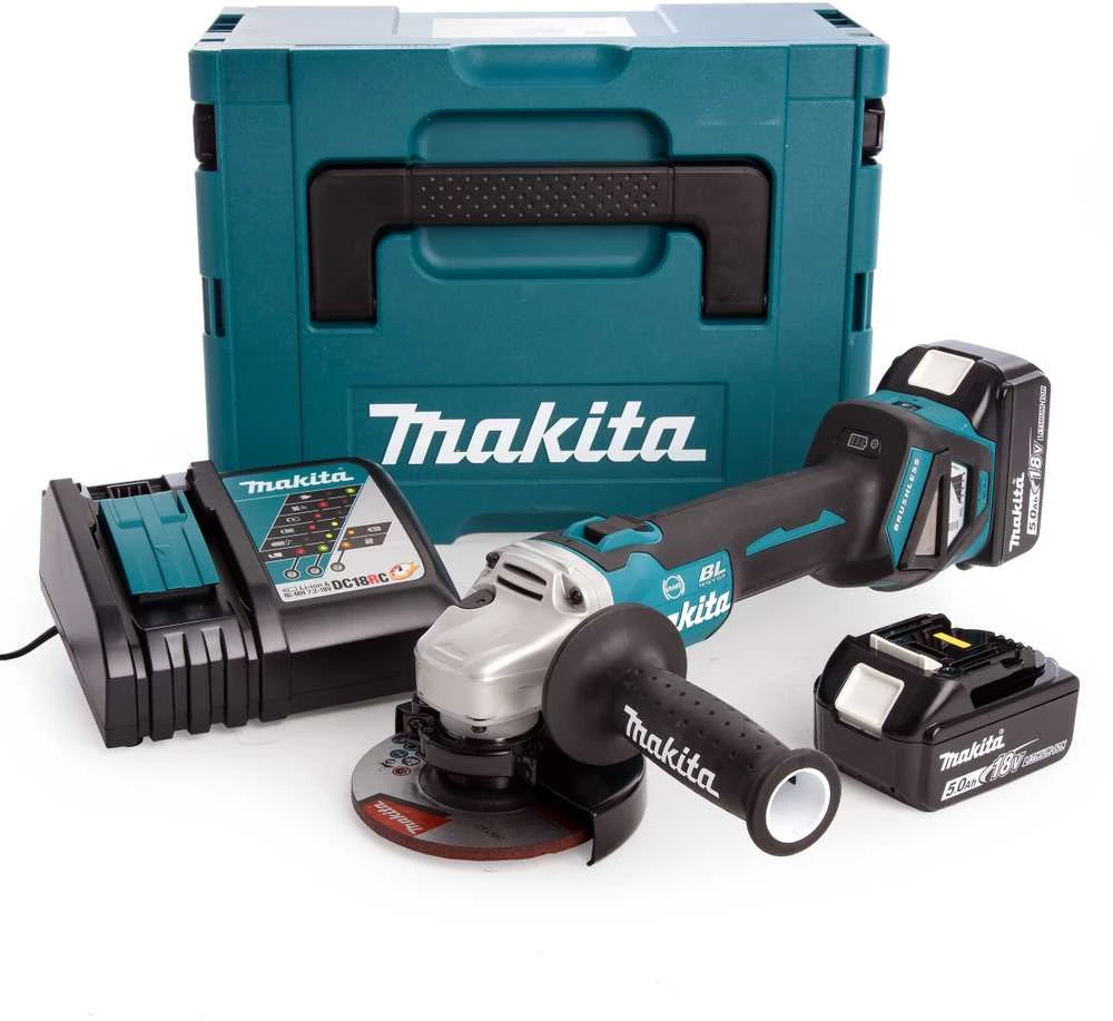 Makita kampinis šlifuoklis DGA513RT3J 18V 3x5,0Ah