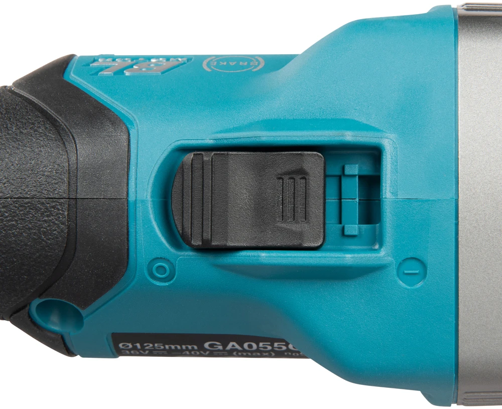 Makita akumuliatorinis XGT® kampinis šlifuoklis su plokščiu reduktoriaus korpusu (GA055GZ01)