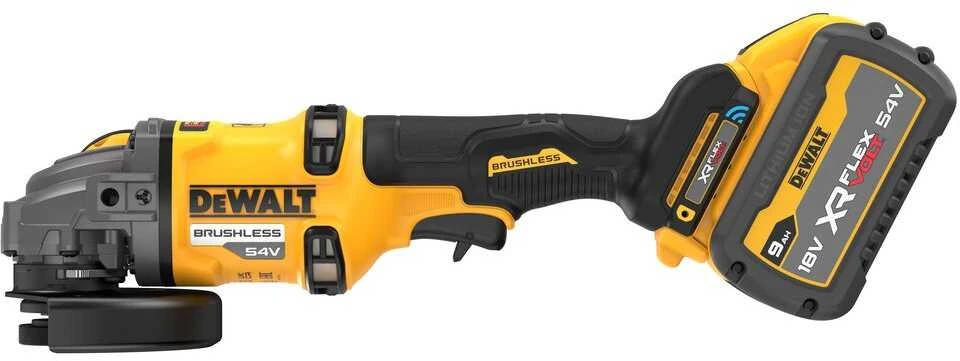 Kampinis šlifuoklis DeWalt XR FLEXVOLT; 54 V; 2x9,0 Ah akum.