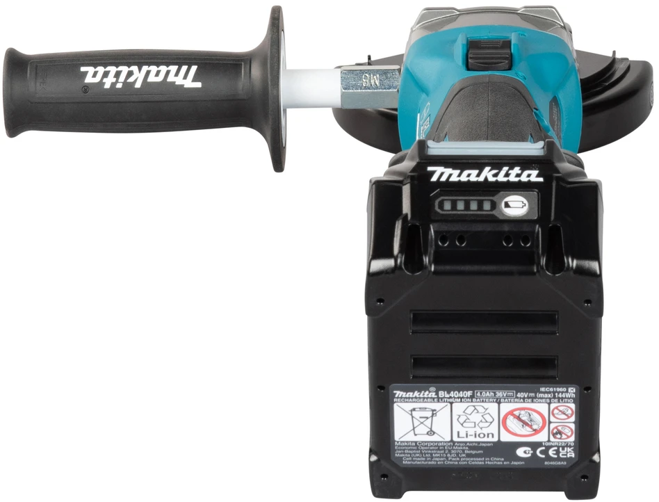 Makita akumuliatorinis XGT® kampinis šlifuoklis su plokščiu reduktoriaus korpusu (GA055GZ01)