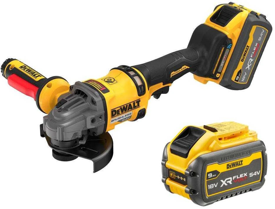 Kampinis šlifuoklis DeWalt XR FLEXVOLT; 54 V; 2x9,0 Ah akum.