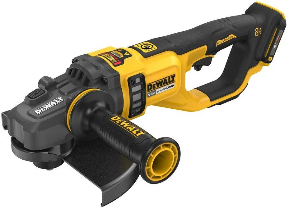 DeWALT kampinis šlifuoklis 54V su šonine rankena