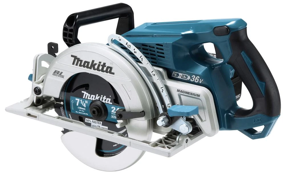 Makita DRS780Z Akumuliatorinis diskinis pjūklas, 2x18V, 65 mm, ø185x30mm, Be akumuliatorių ir kroviklio!