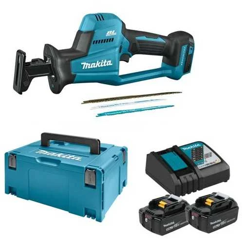 Makita DJR189RTJ Akumuliatorinis tiesinis pjūklas, 18 V, 0 - 3100SPM, 22mm, 2x5,0Ah Li-ion, 2,5kg