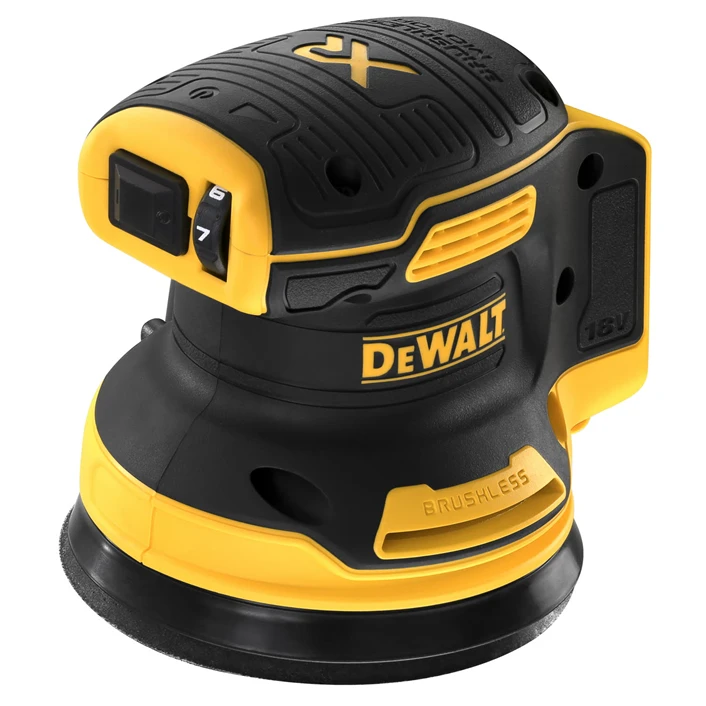 DEWALT akumuliatorinis bešepetėlinis ekscentrinis šlifuoklis DCW210P2 18V 125mm 2x5,0Ah