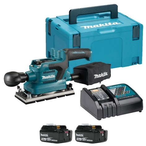 Plokštuminis šlifuoklis Makita DBO380RTJ; 18 V; 2x5,0 Ah akum.