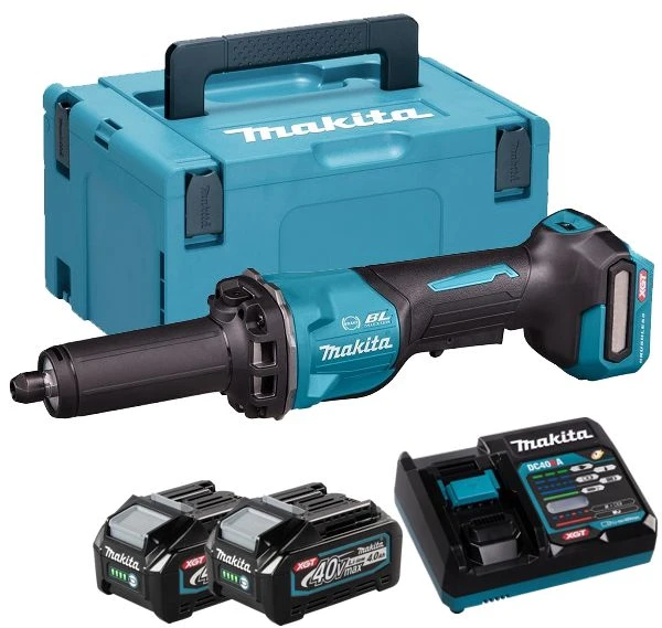 akumuliatorinė szlifierka prosta, 40V max XGT, 6mm, Makita [GD002GM201] 2x4,0Ah, jungiklis łopatkowy