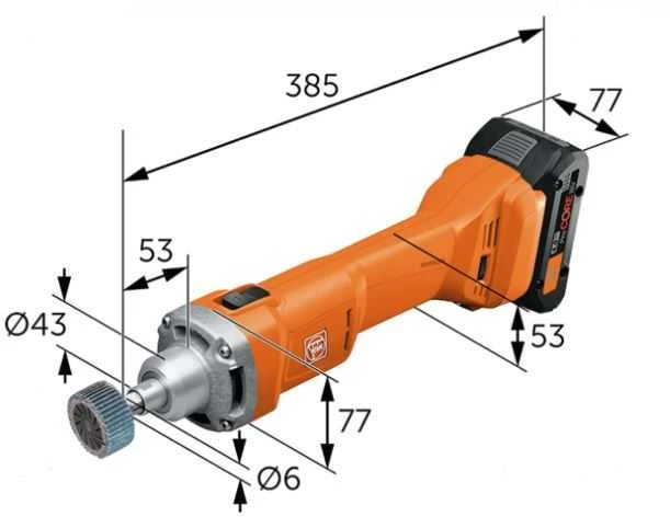 akumuliatorinė szlifierka prosta AGSZ18-280BL/18V Select Fein [71230162000] + adapter USB