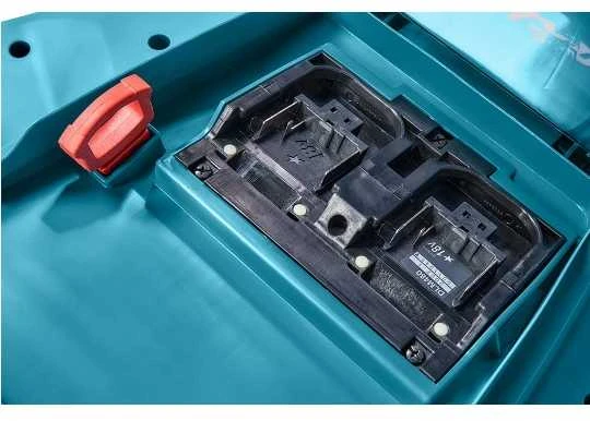 Makita DLM480Z akumuliatorinė vejapjovė 2 x 18 V, 48 cm, 4 viename (pjovimas / surinkimas / mulčiavimas / išmetimas į galą), 24,5kg, plastikinis korpusas, be akumuliatorinio ir krovinio