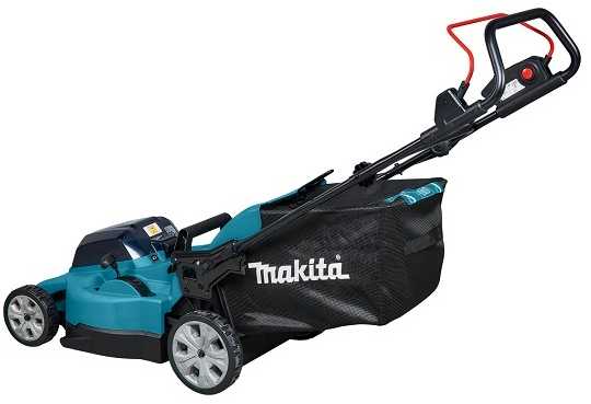 Akumuliatorinė vejapjovė Makita DLM480CT2 2x 18 V, 48 cm, DC18SH įkroviklis 2x 5,0 Ah Li-ion akumuliatioriams, 4/1 (Pjovimas/Surinkimas/Mulčiavimas/Galinis išmetimas), Plastikinis korpusas