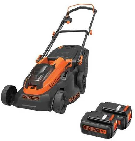 Black & Decker akumuliatorinė vejapjovė CLM3820L2, 36V, 2x2.0Ah, 38cm